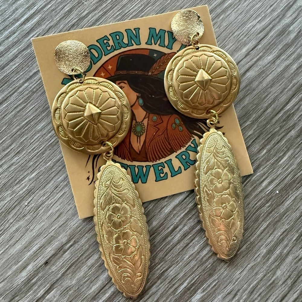 Brass Concho Earrings